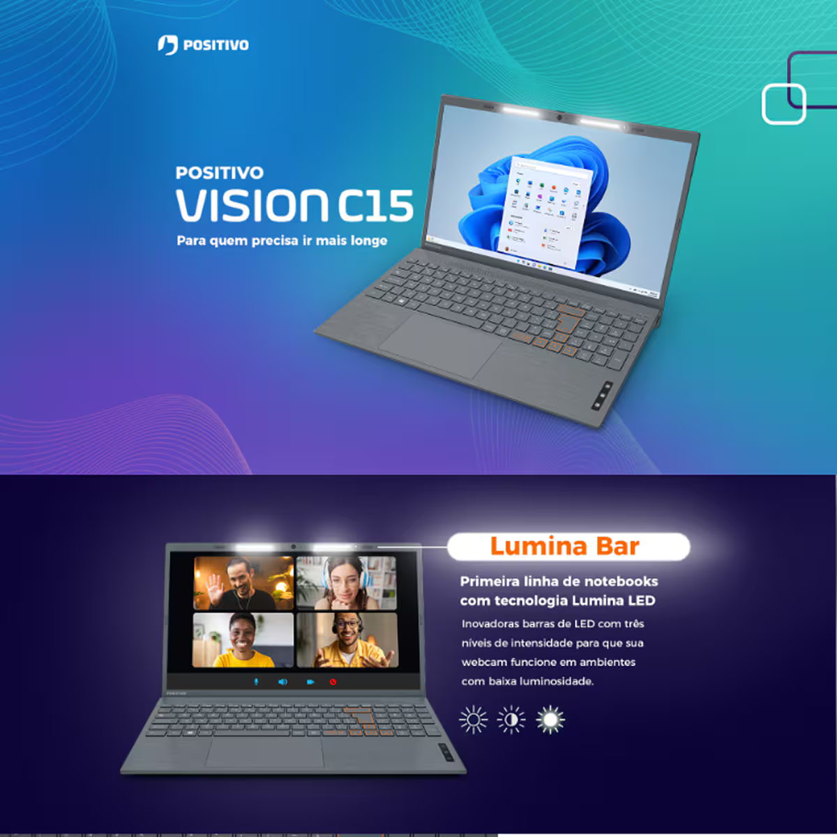 Notebook Positivo Intel Celeron Dual Core 4GB RAM 128GB eMMC Tela 15,6" Windows 11 - Vision i15 