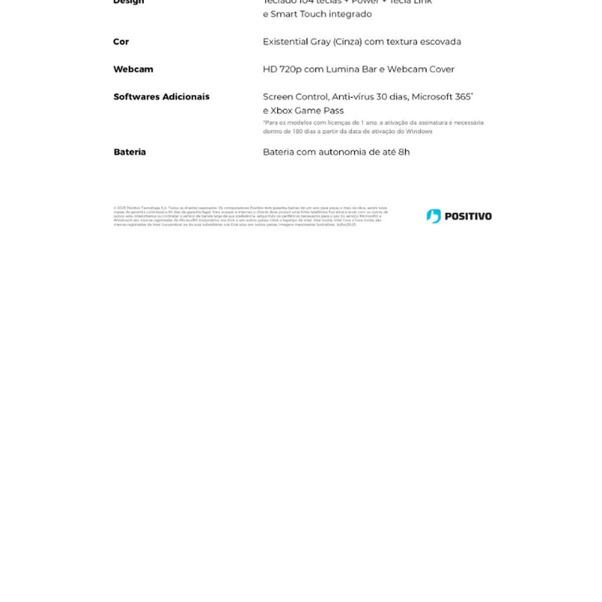 Notebook Positivo Intel Celeron Dual Core 4GB RAM 128GB eMMC Tela 15,6" Windows 11 - Vision i15 