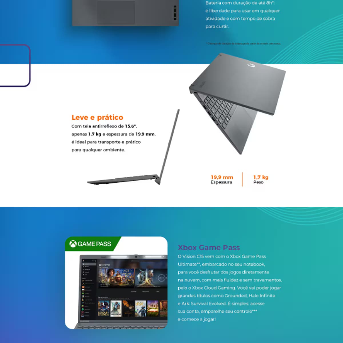 Notebook Positivo Intel Celeron Dual Core 4GB RAM 128GB eMMC Tela 15,6" Windows 11 - Vision i15 