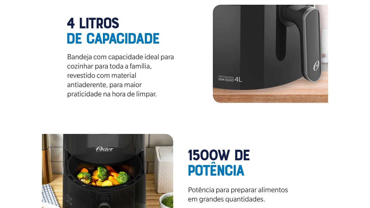 Fritadeira Elétrica Oster OFRT400 4L Preta