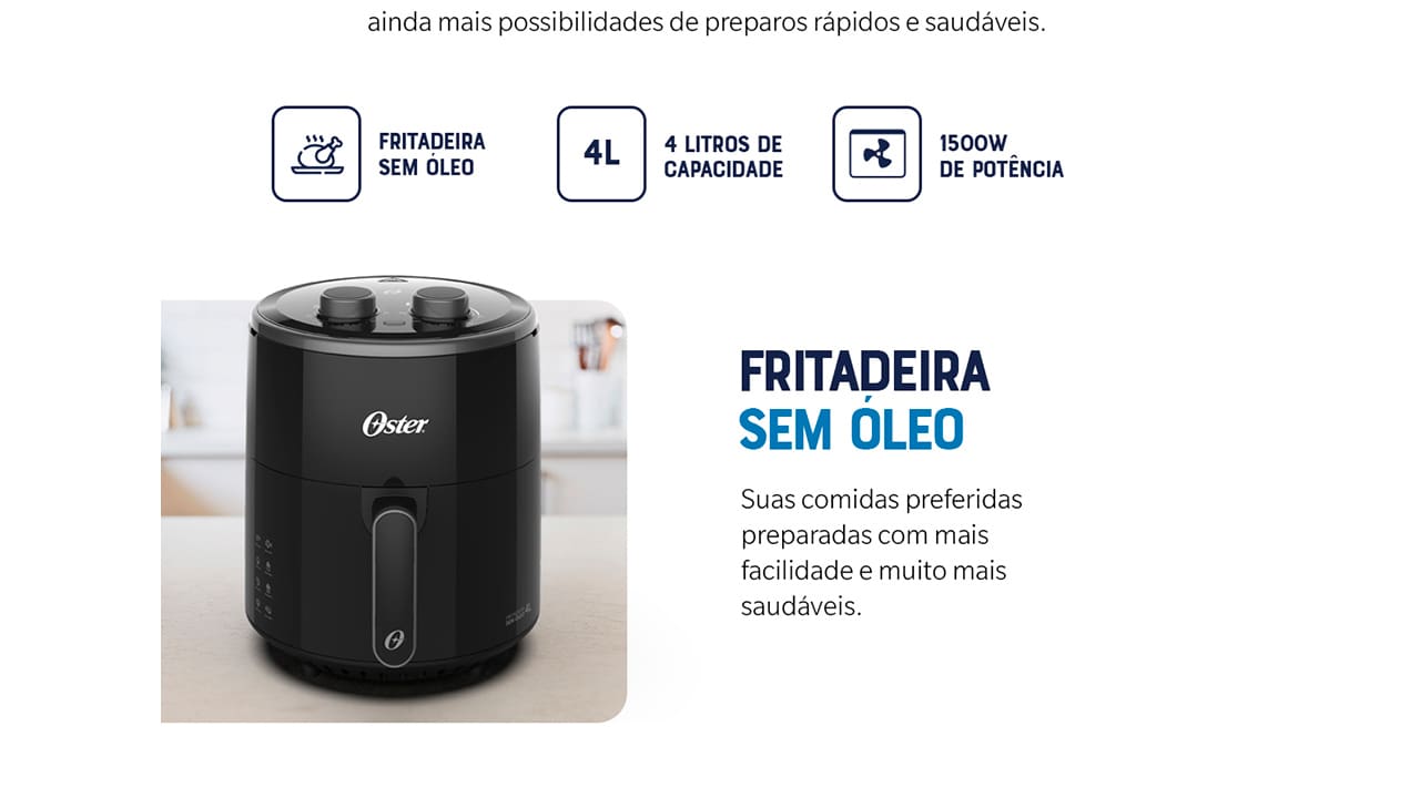 Fritadeira Elétrica Oster OFRT400 4L Preta