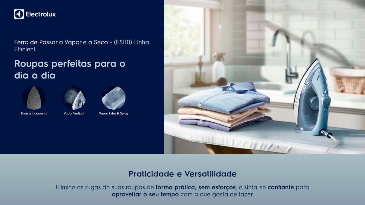 Ferro a Vapor Electrolux Efficient ESI10 Azul