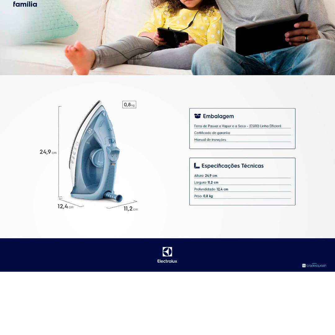 Ferro a Vapor Electrolux Efficient ESI10 Azul