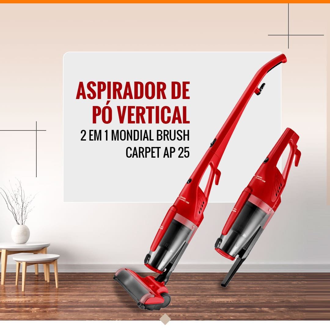 Aspirador de Pó Vertical 2 em 1 Mondial Brush Carpet AP 25