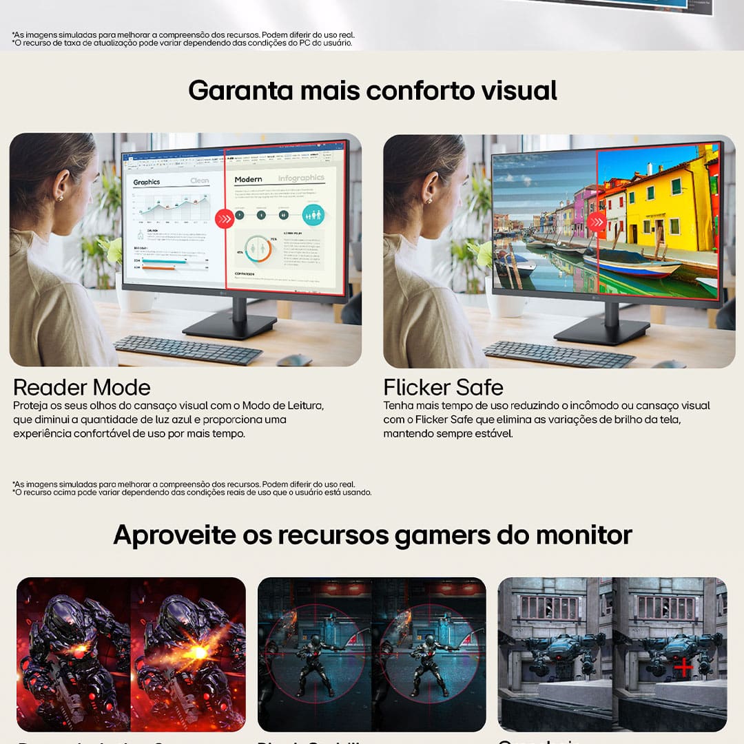 Monitor Gamer 27” LG 24MS500-B com Tela IPS