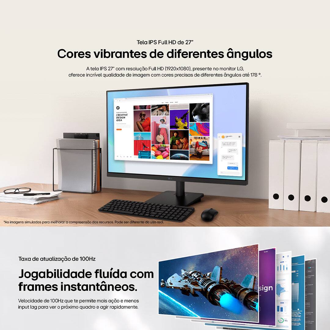 Monitor Gamer 27” LG 24MS500-B com Tela IPS