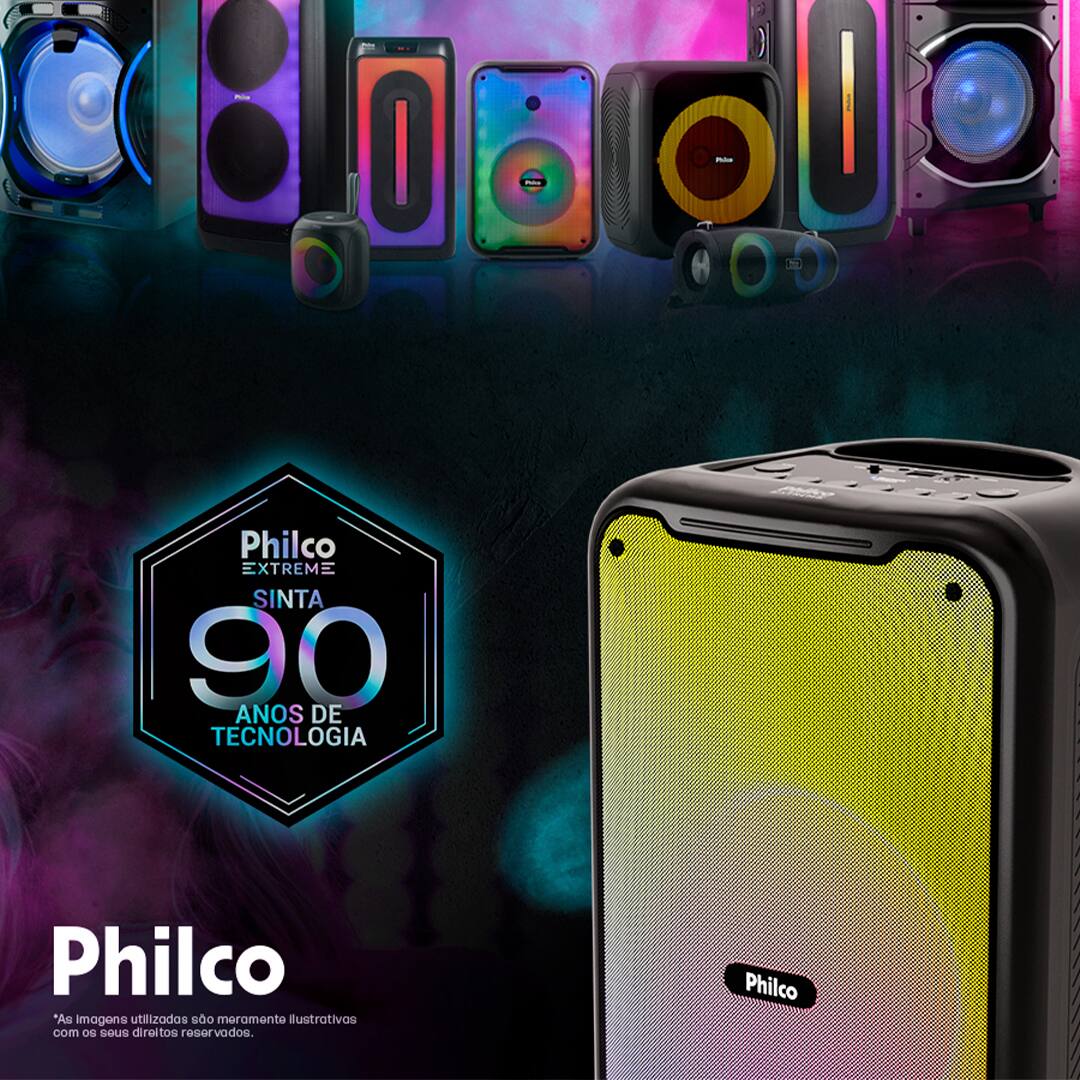 Caixa de Som Amplificada Philco Extreme PCX3800 com Bluetooth, Radio FM, Iluminação Flash Light - 250W