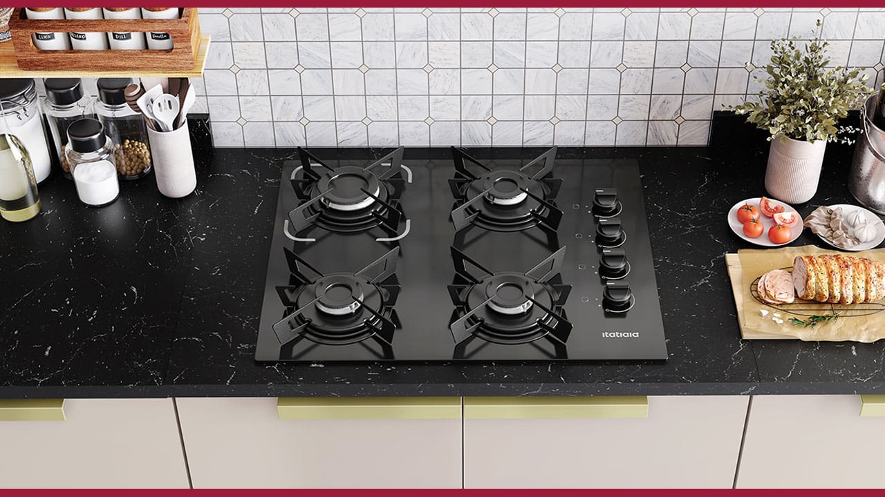 imagem mostra o cooktop visto de cima em uma bancada