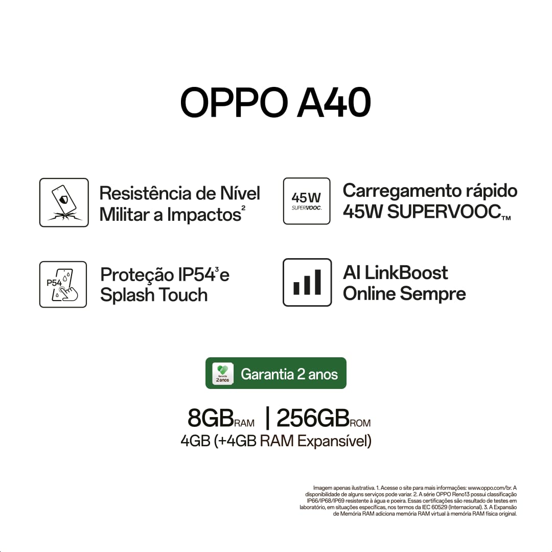 Smartphone Oppo A40 4G 256GB 
