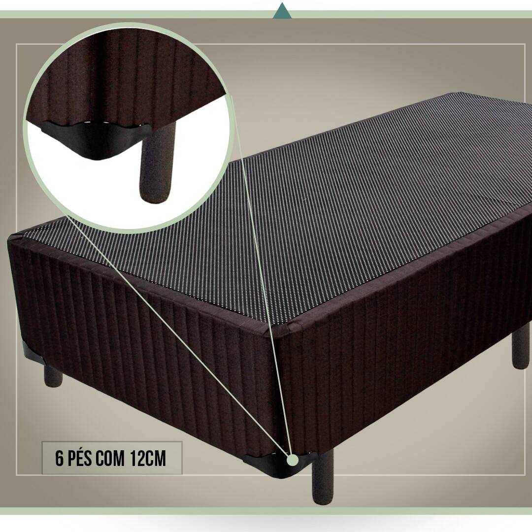 6 pés com 12cm imagem aproximada detalhe zoom pé Base Box Luckspuma Barcelona Spring marrom escuro preto