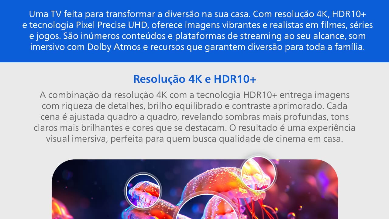 Smart TV 55" 4K Philips 55PUG7300/78 UHD Titan OS