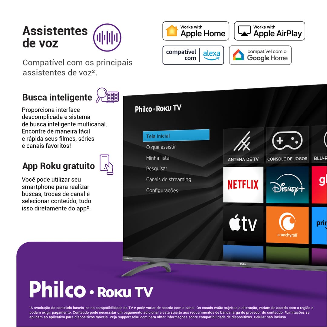 Smart TV 55” Philco Ultra HD 4K DLED PTV55G3ERSGB