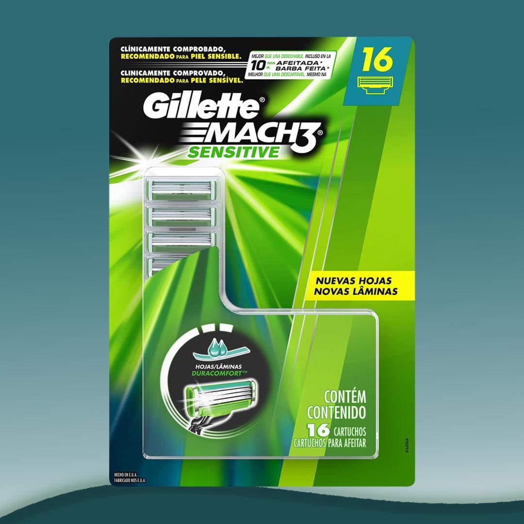 Carga Gillette Mach3 Sensitive 16 cartuchos 3 lâminas