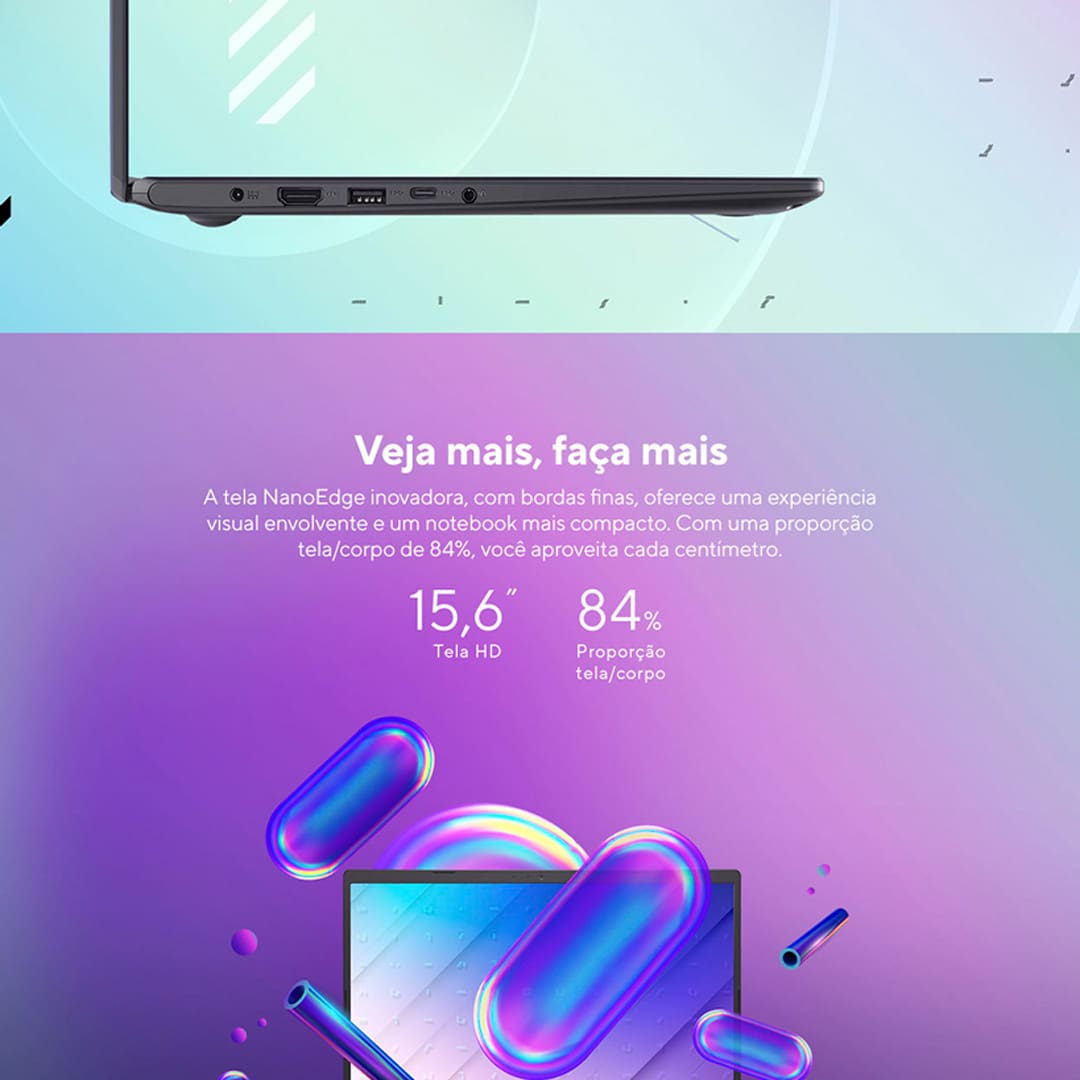 Notebook ASUS Vivobook Go 15 com Intel Celeron Dual Core, 4GB RAM, 128GB e-MMC, Tela 15,6" LED e Windows 11 + Microsoft 365 Personal - E510KA-BR808WS
