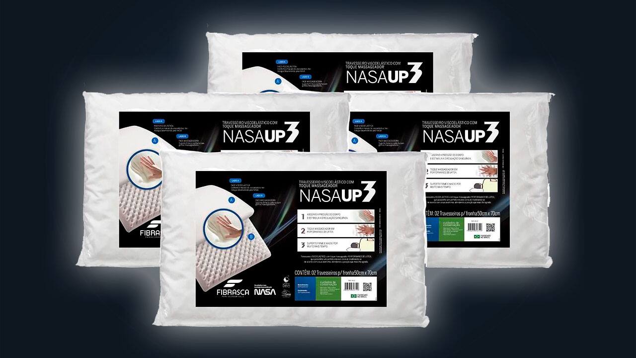 Travesseiros Fibrasca Nasa UP3 Visco 50x70 cm 4 Unidades