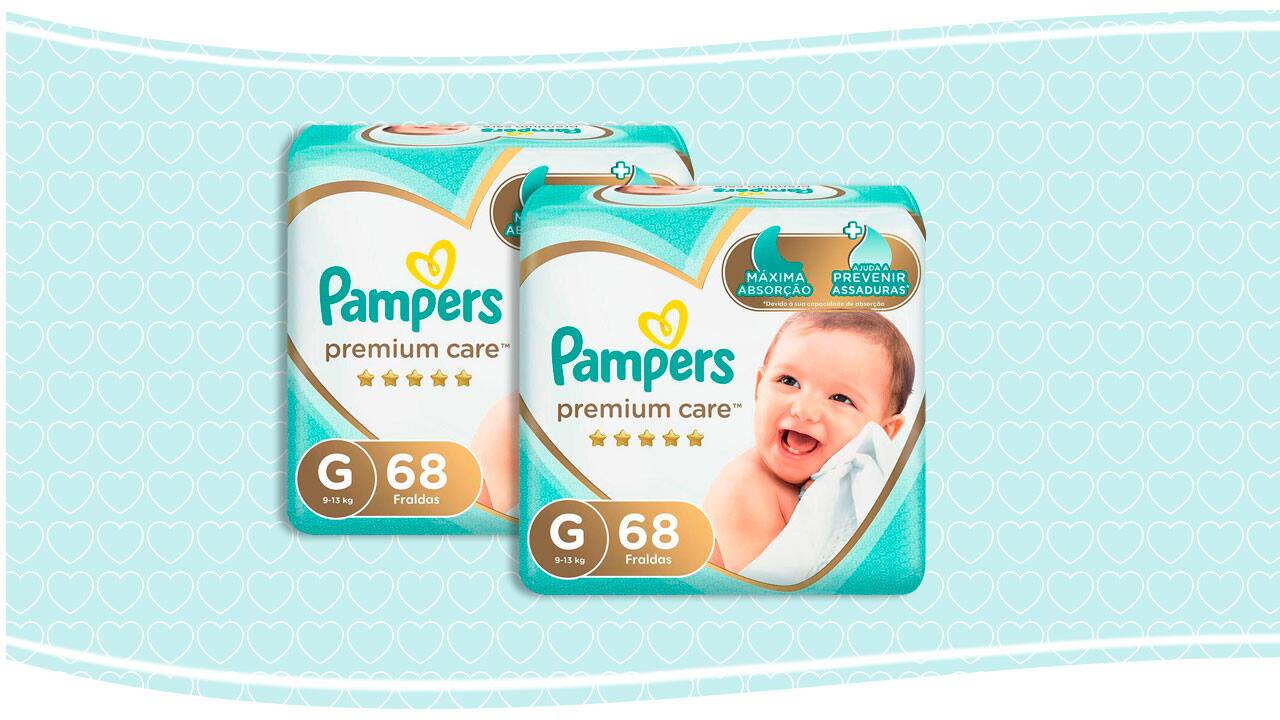 Fralda Pampers Premium Care G 2 Pacotes de 68 Unidades
