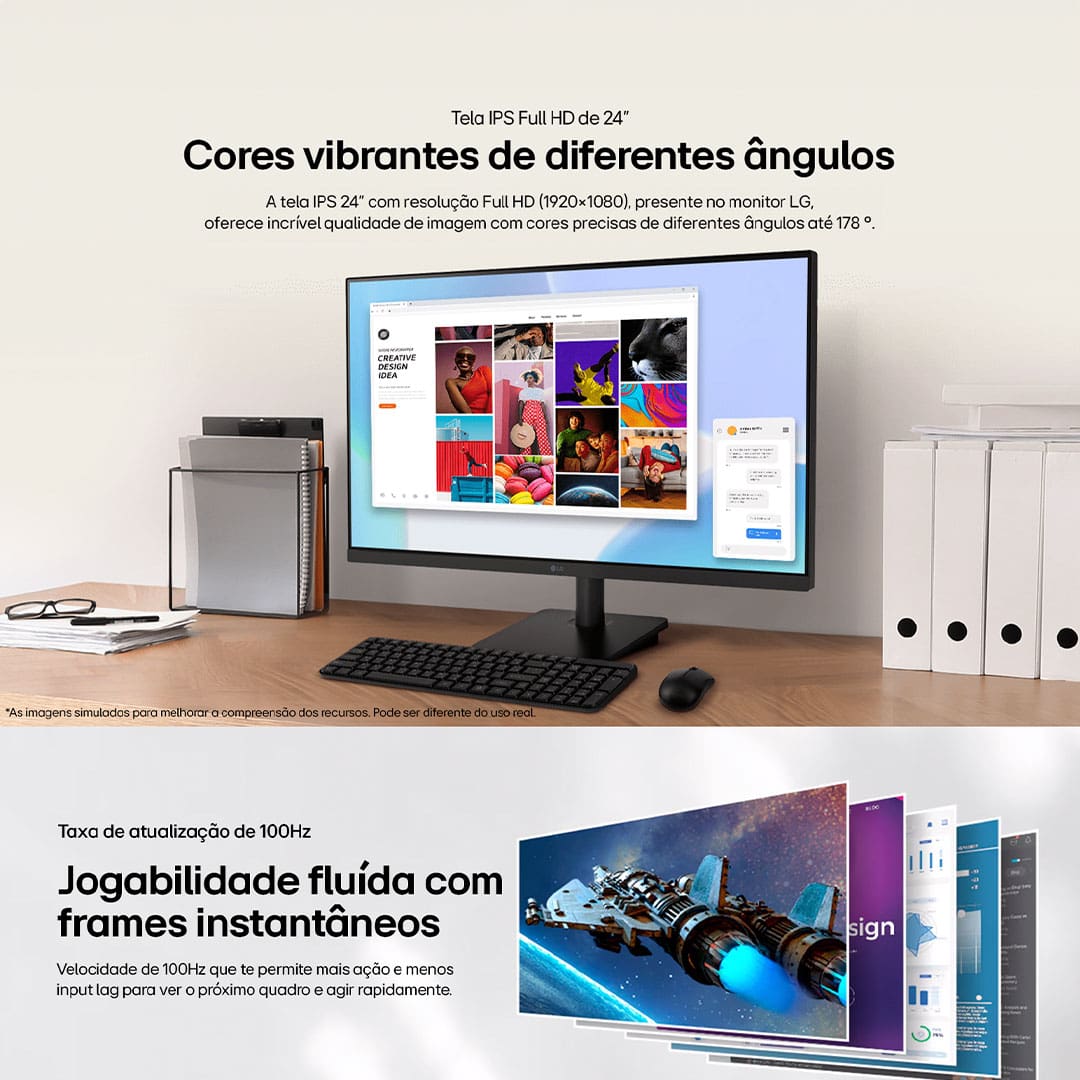 Monitor Gamer 24” LG 24MS500-B com Tela IPS