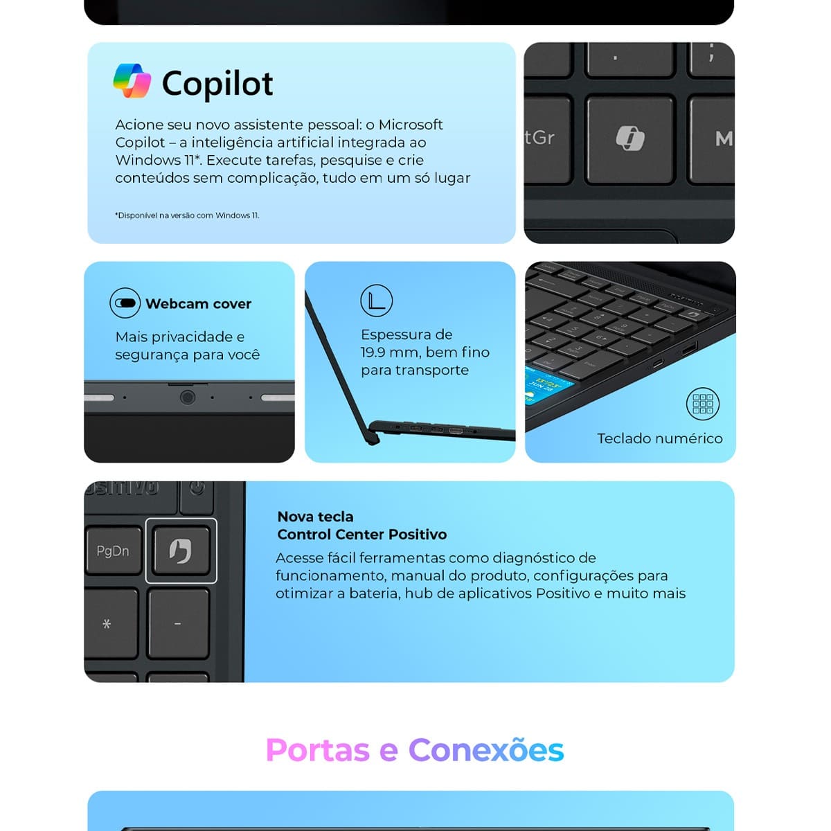 Notebook Positivo C15M Intel Celeron N4500 4GB RAM 128GB eMMC