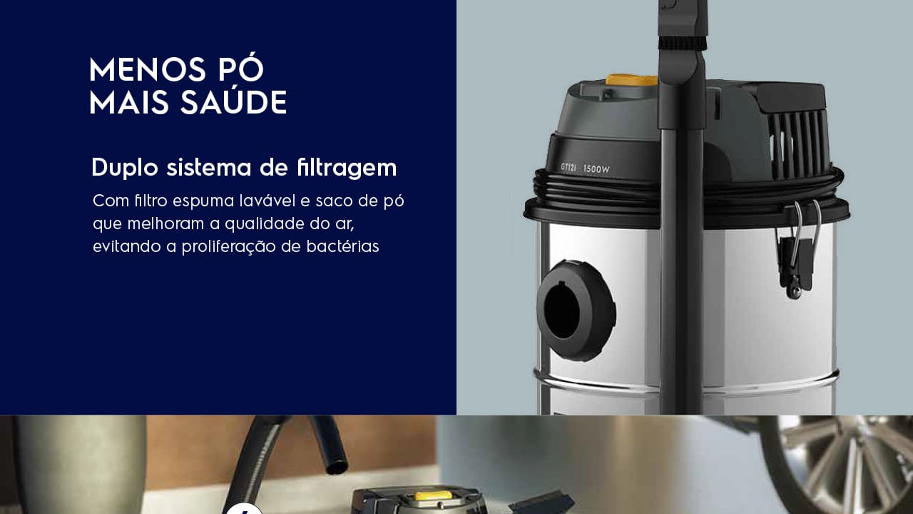 Aspirador de Pó e Água Electrolux GT12i Inox 12L