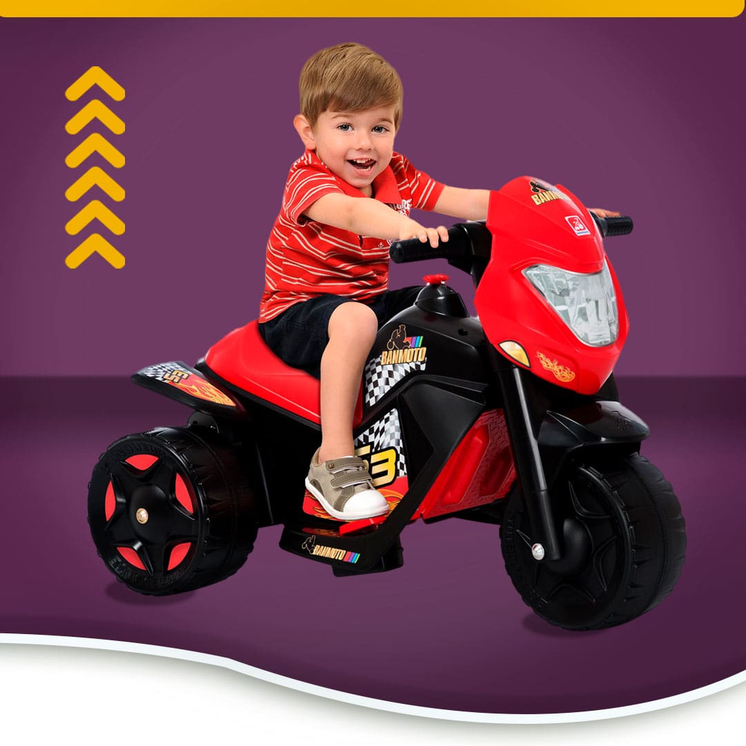 Moto Eletrica Infantil Triciclo Bandeirante Banmoto 6V Rosa - Maçã