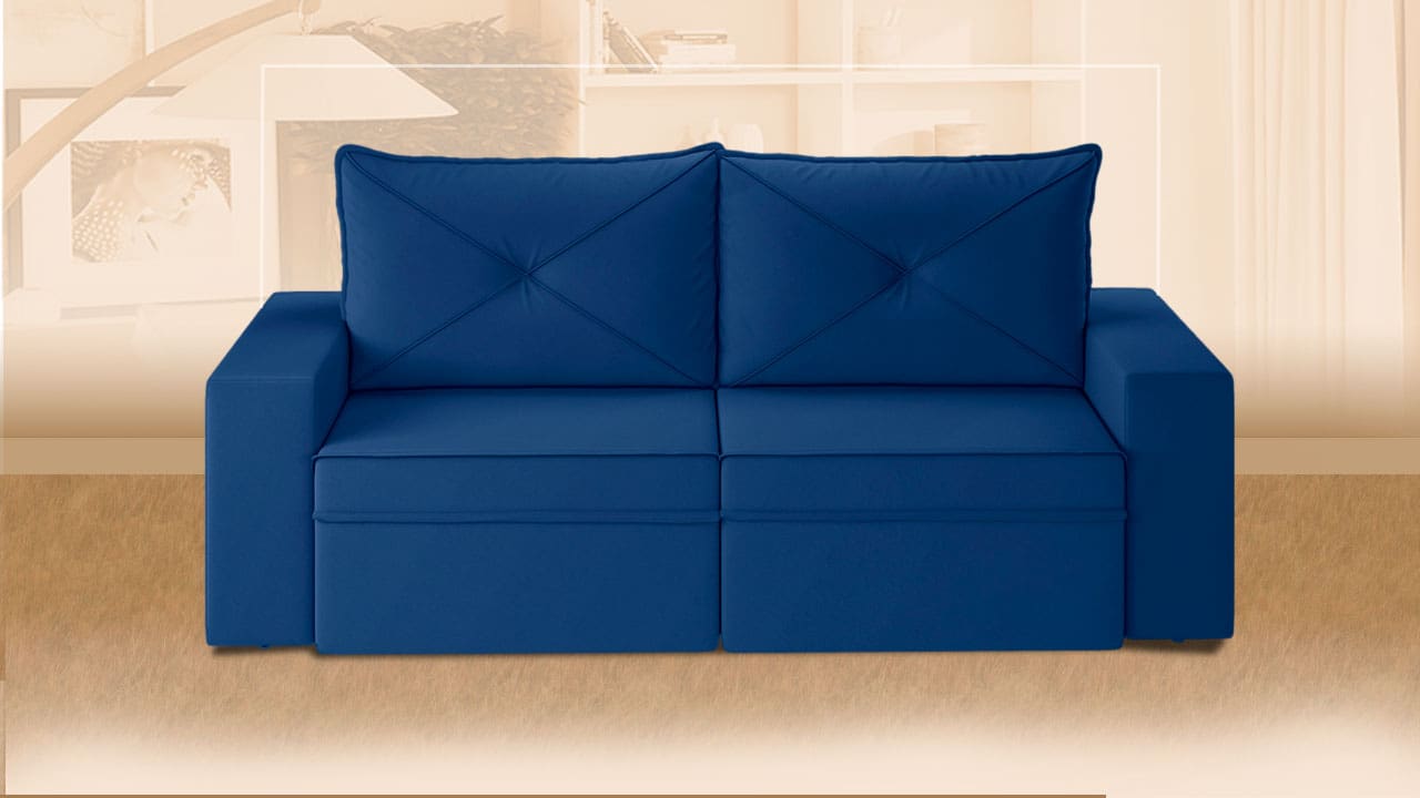 Sofá 3 Lugares Luizzi Miami 200cm Azul