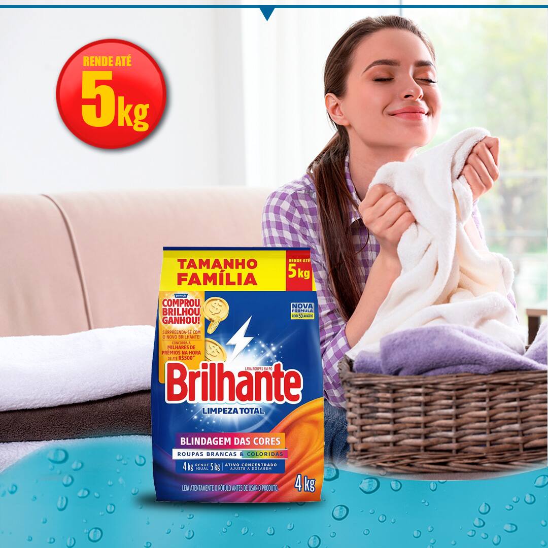 Sabão Pó Brilhante Blindagem das Cores 4kg brilho ativo