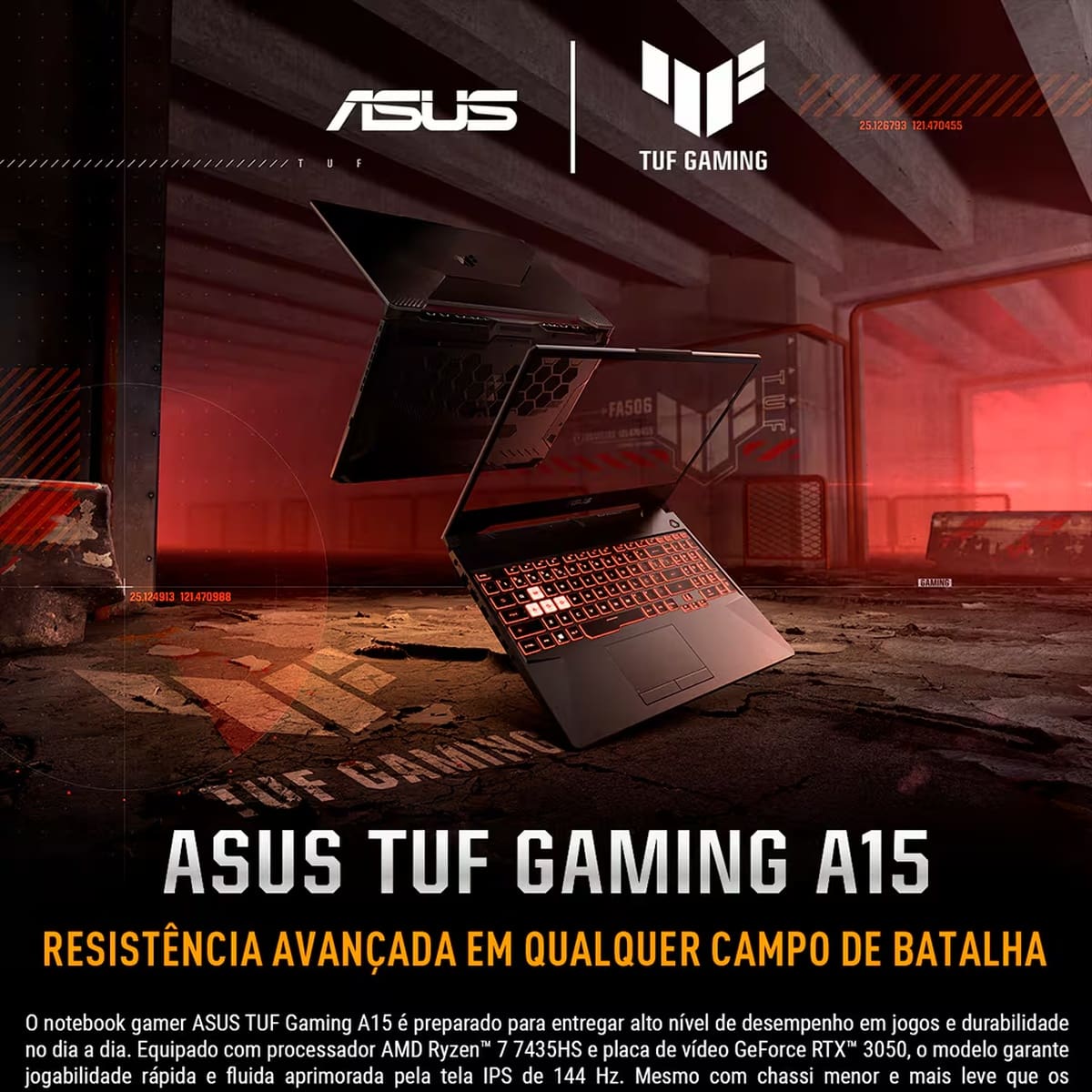 Notebook ASUS TUF Gaming A15 FA506 AMD Ryzen™ 7 7435HS 3.1GHz 8GB