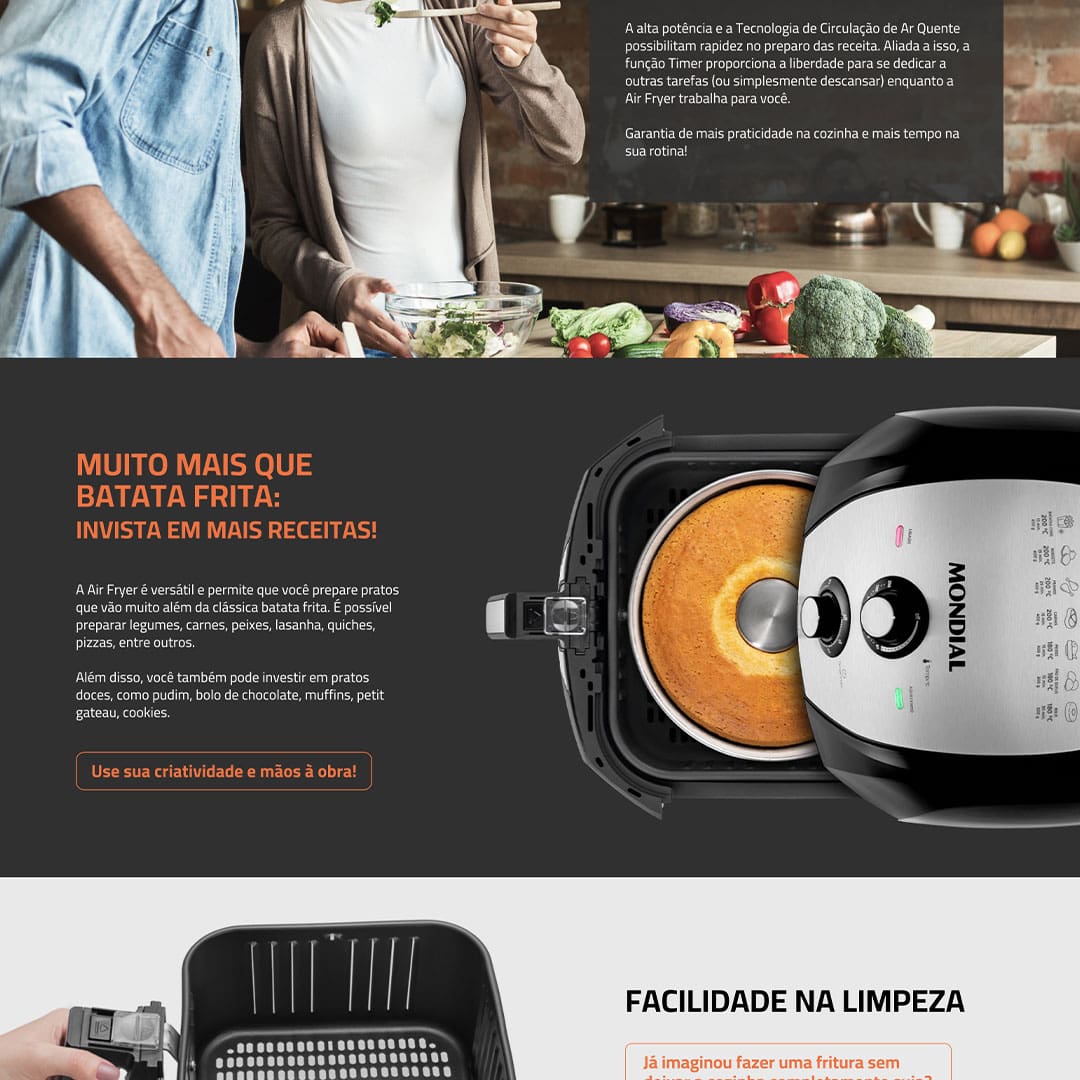Fritadeira Elétrica Sem Óleo Air Fryer Mondial AFN-60 6L