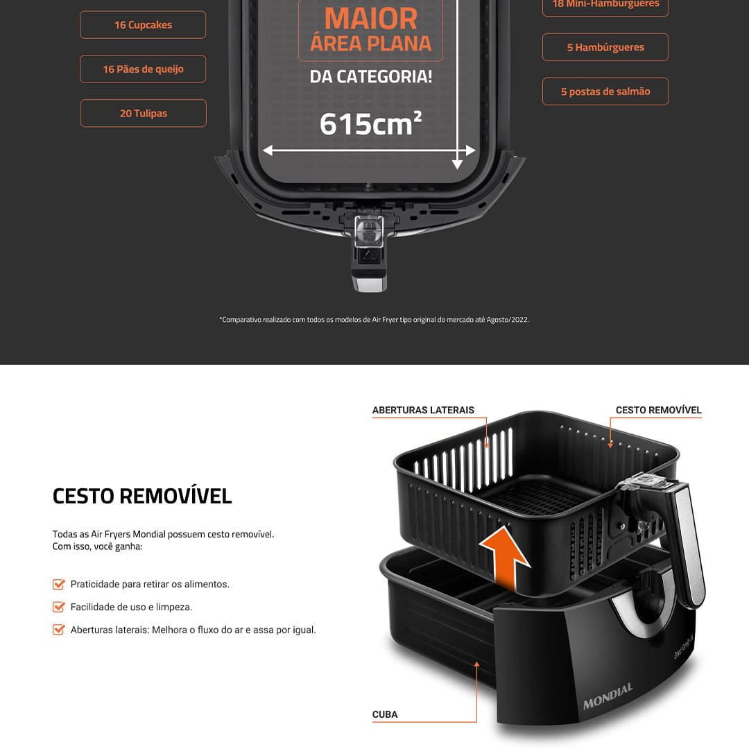 Fritadeira Elétrica Sem Óleo Air Fryer Mondial AFN-60 6L
