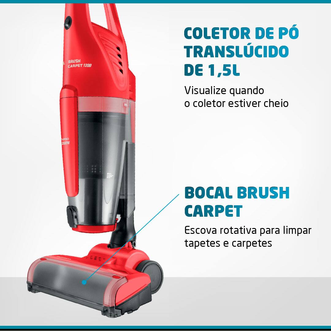 Aspirador de Pó Mondial coletor translúcido bocal brush carpet