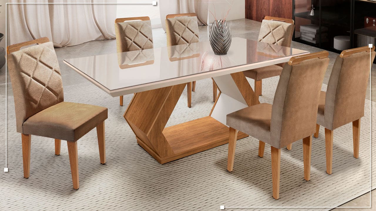 Conjunto Mesa Jantar 6 cadeiras Rufato Alvorada