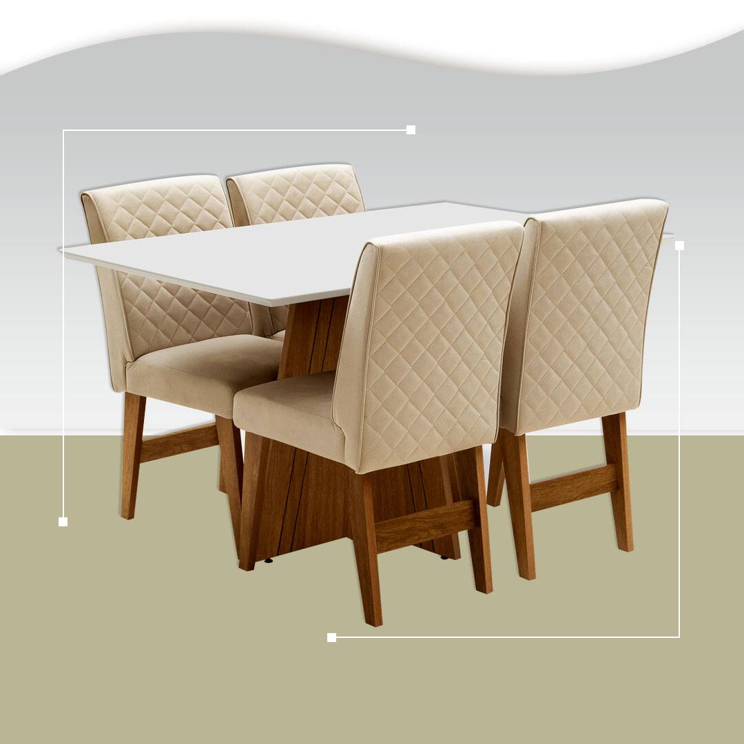 4 Cadeiras Jantar Dobuê Dublin junto com a Mesa