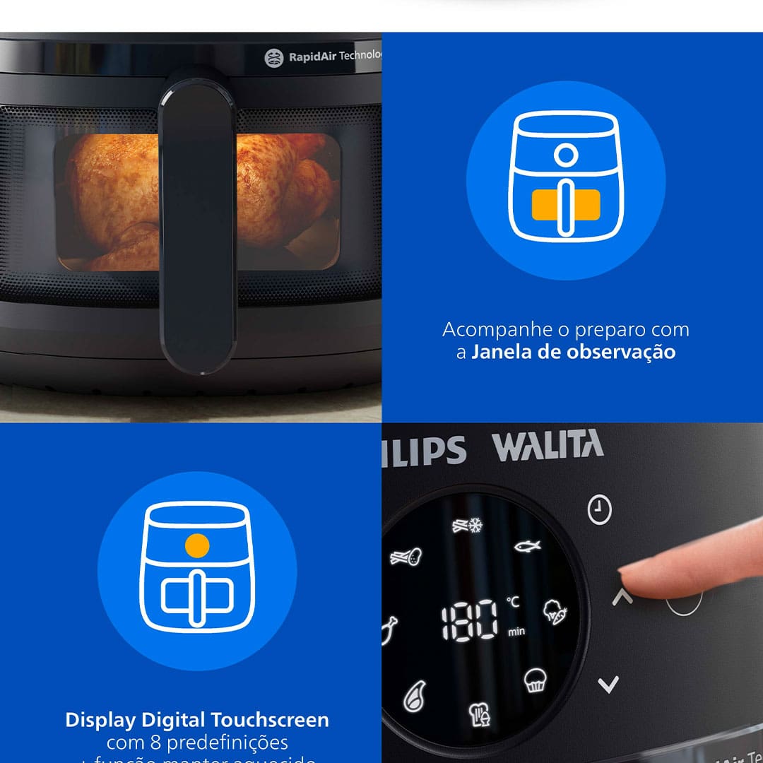Fritadeira Elétrica Air Fryer Philips Walita 