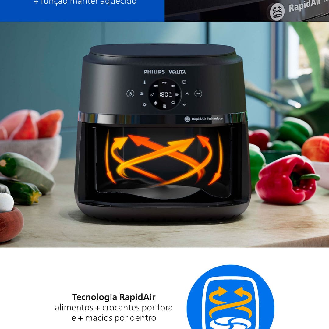Fritadeira Elétrica Air Fryer Philips Walita 