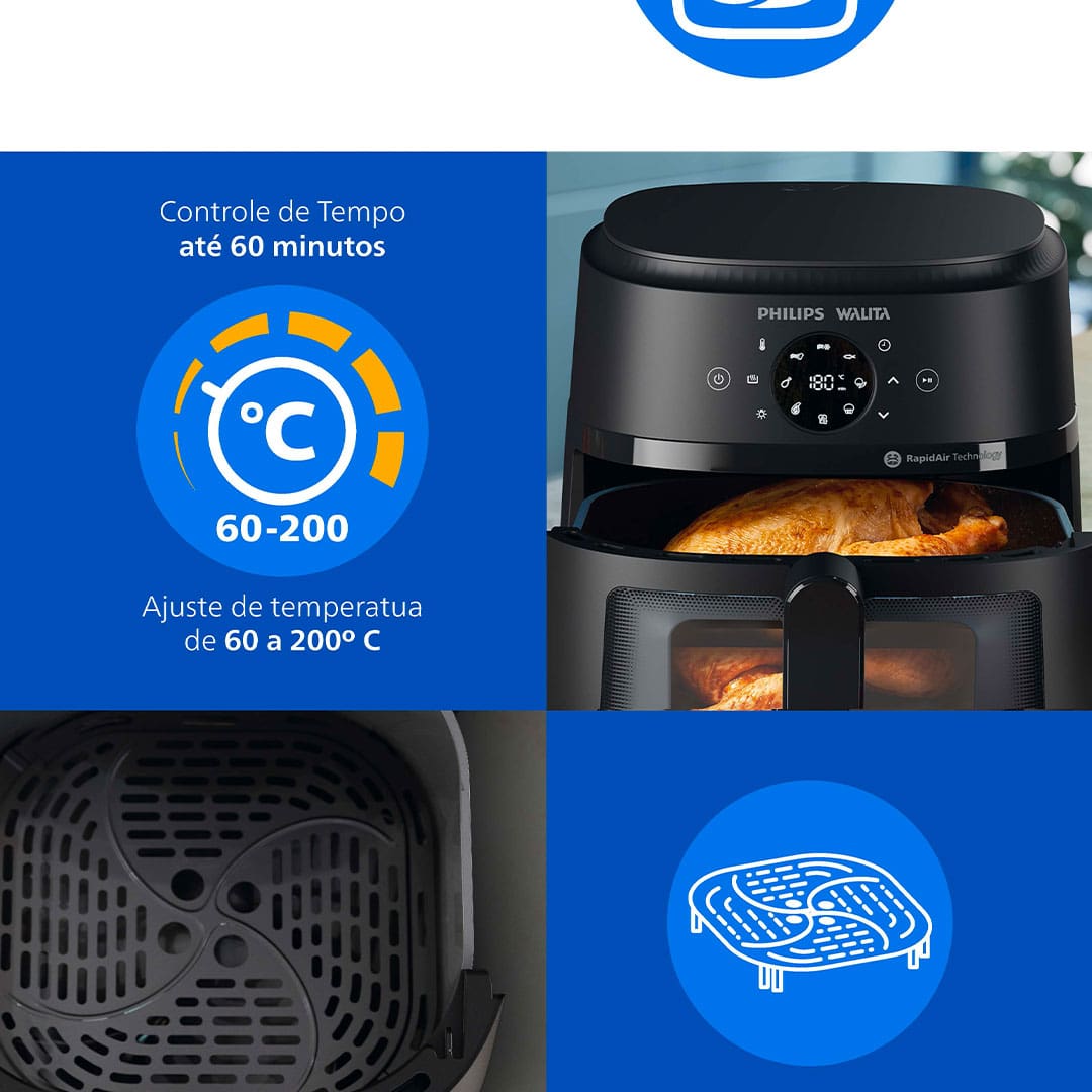 Fritadeira Elétrica Air Fryer Philips Walita 