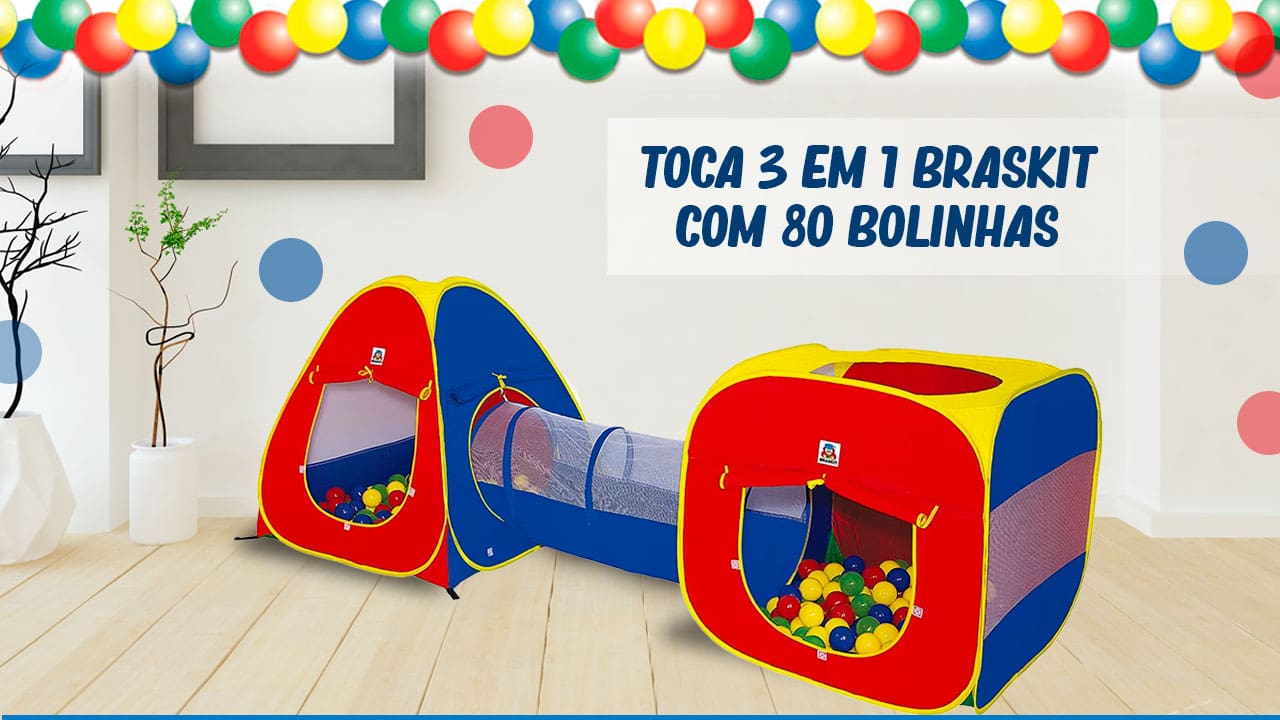 Toca Braskit 3 em 1 com 60 Bolinhas
