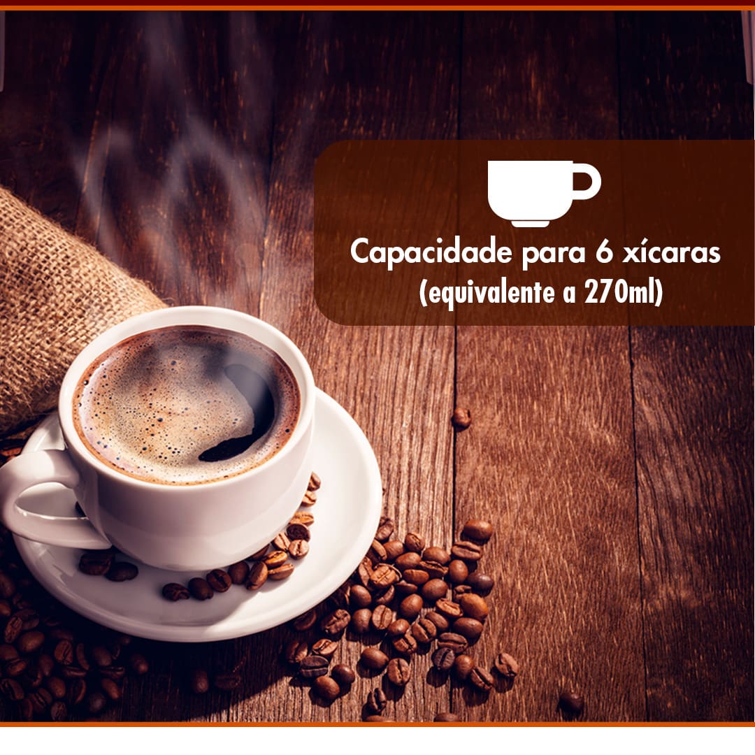 café capacidade 6 xícaras