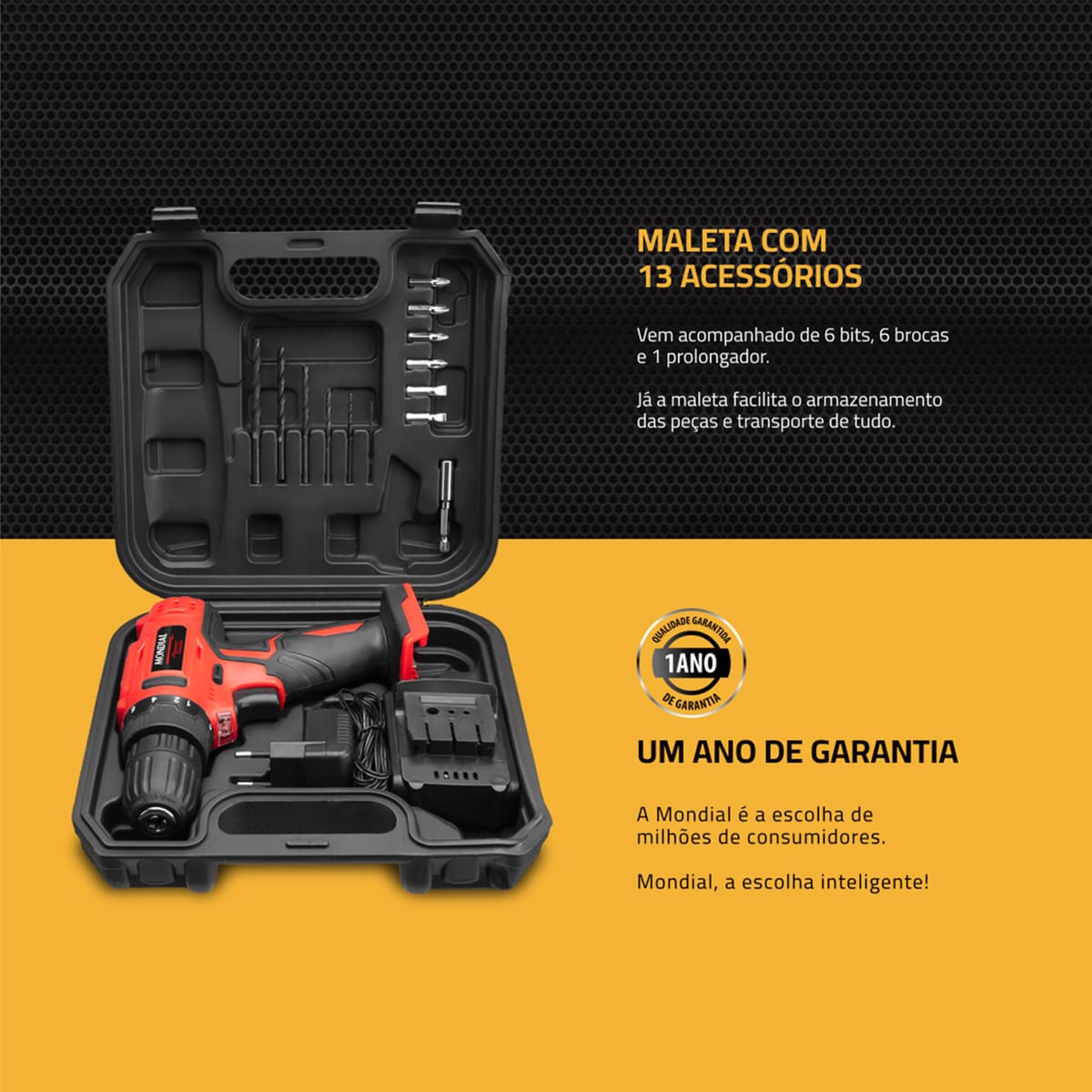 Parafusadeira e Furadeira Mondial Power Tools FPF-...