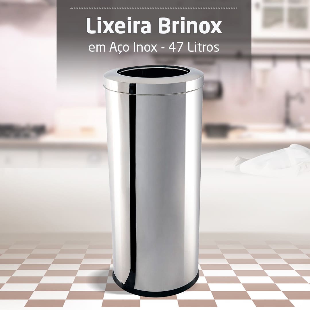 Lixeira Brinox Aro 3033 210 opção casa escritório capacidade lindo design acabamento alto brilho peça