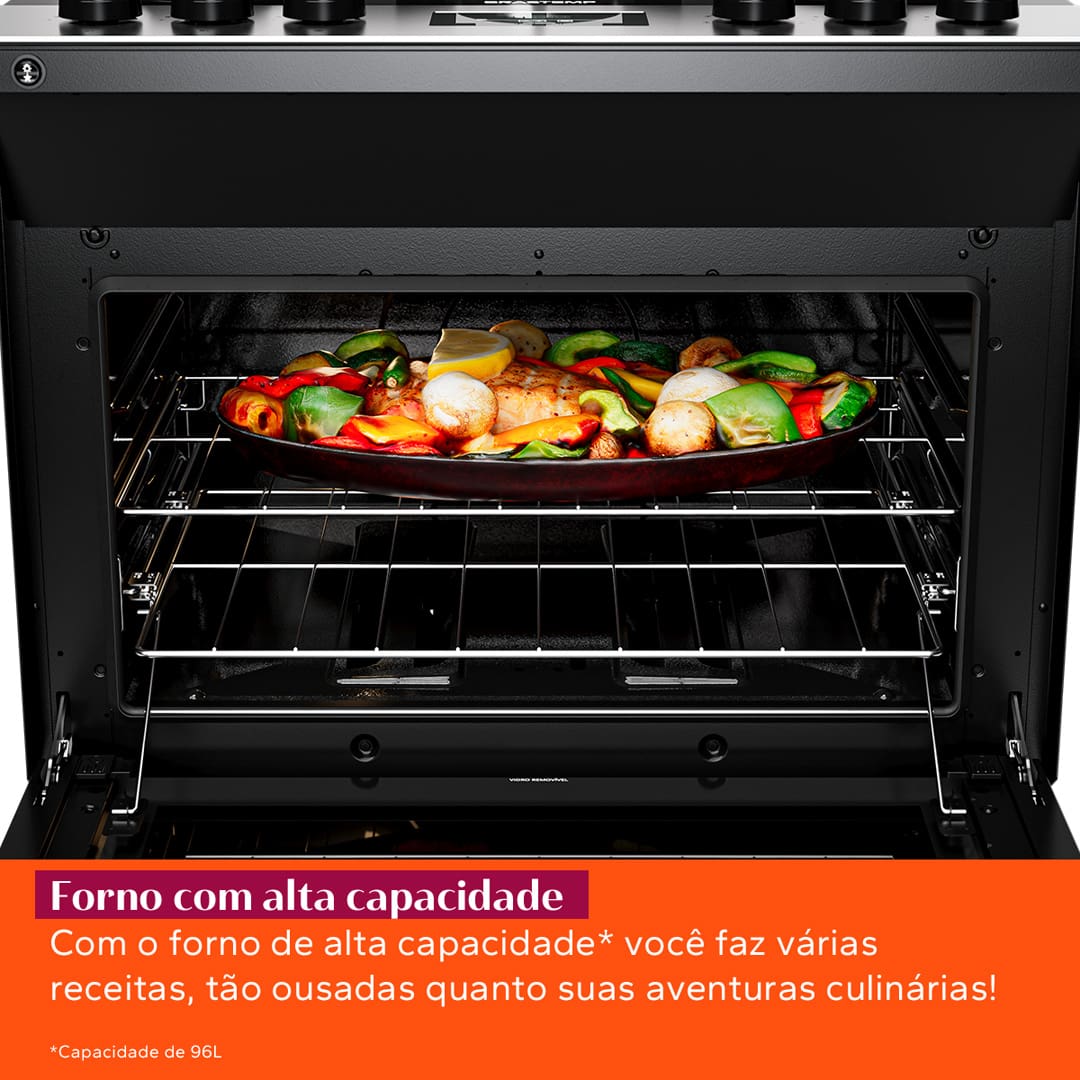 Fogão Brastemp 5 Bocas BFS5XAR com Mesa de Vidro