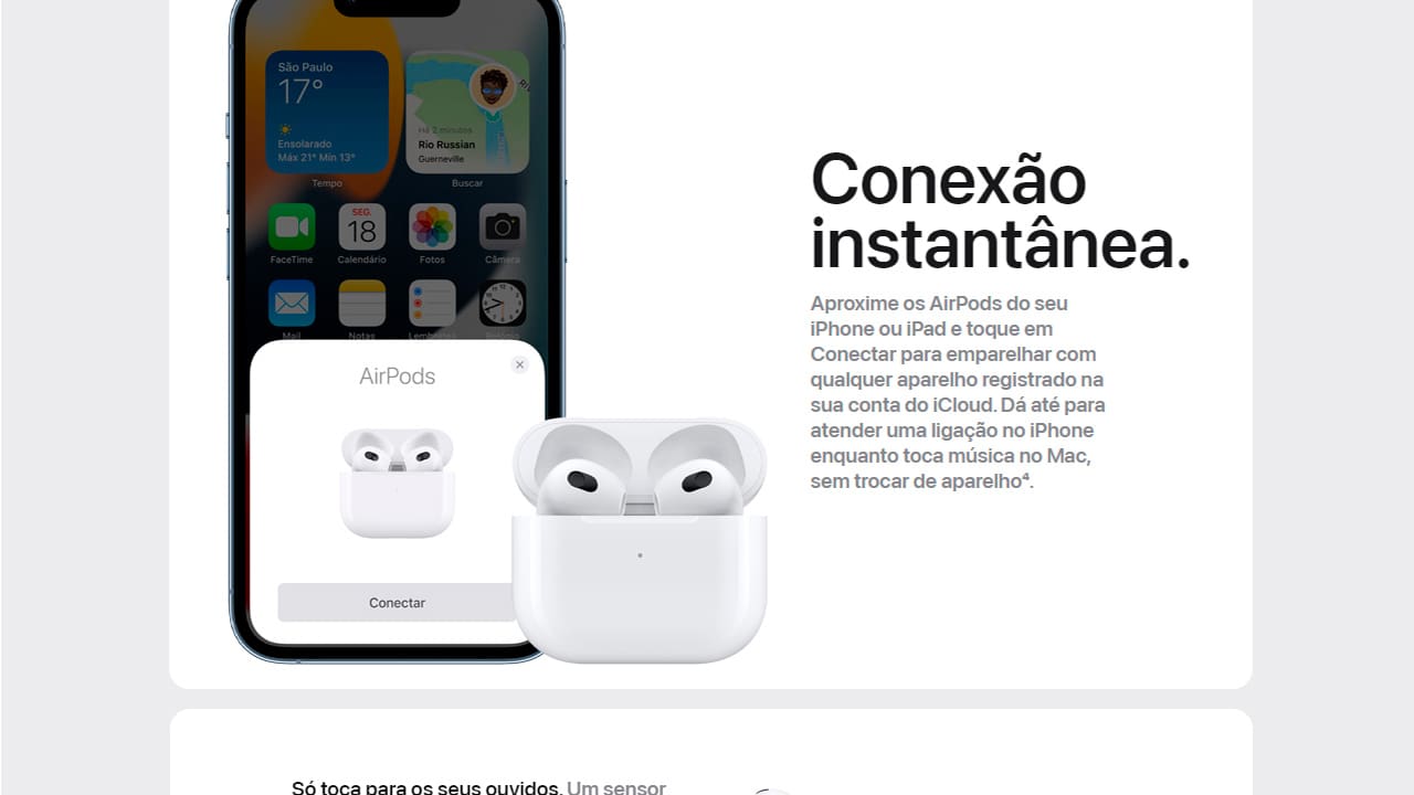 Apple AirPods 3ª geração Estojo Recarga Lightning