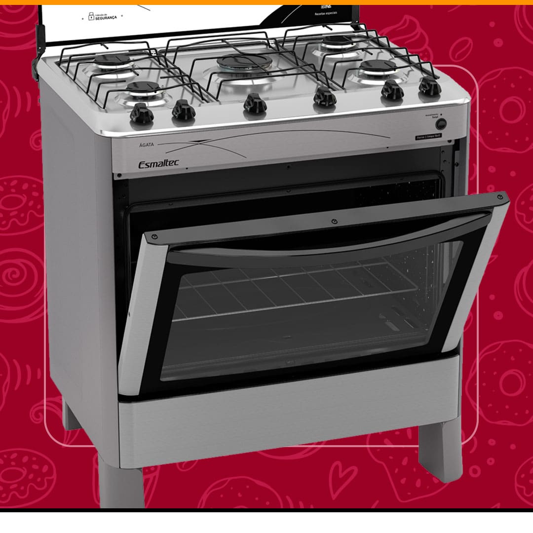 Fogão Esmaltec Ágata forno capacidade 