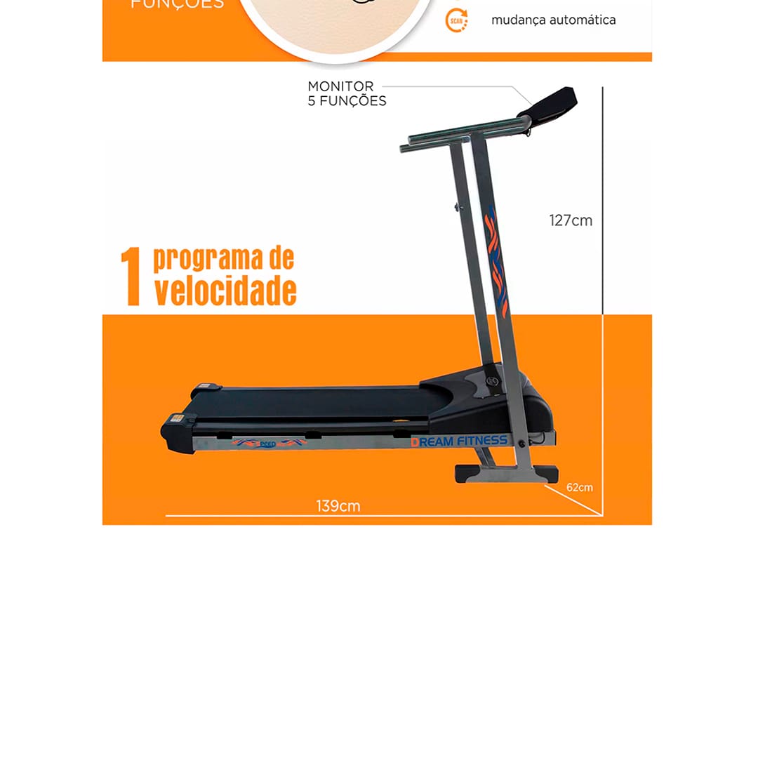 Esteira Ergométrica Dream Fitness Speed 1600 Prata