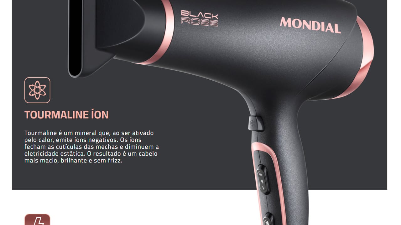 Secador de Cabelos Mondial Black Rose SC-37 Preto