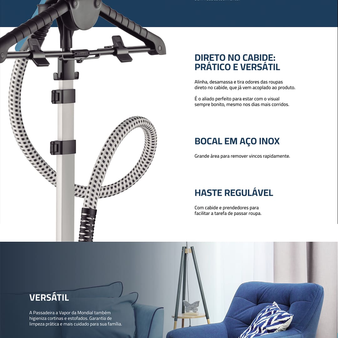 Passadeira a Vapor Mondial Vip Care VP-07 – Branco