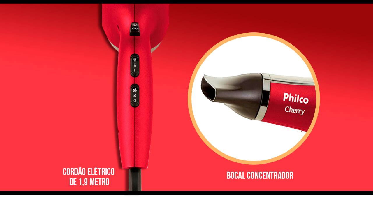 Secador Cabelos Philco Cherry design moderno ergonômico