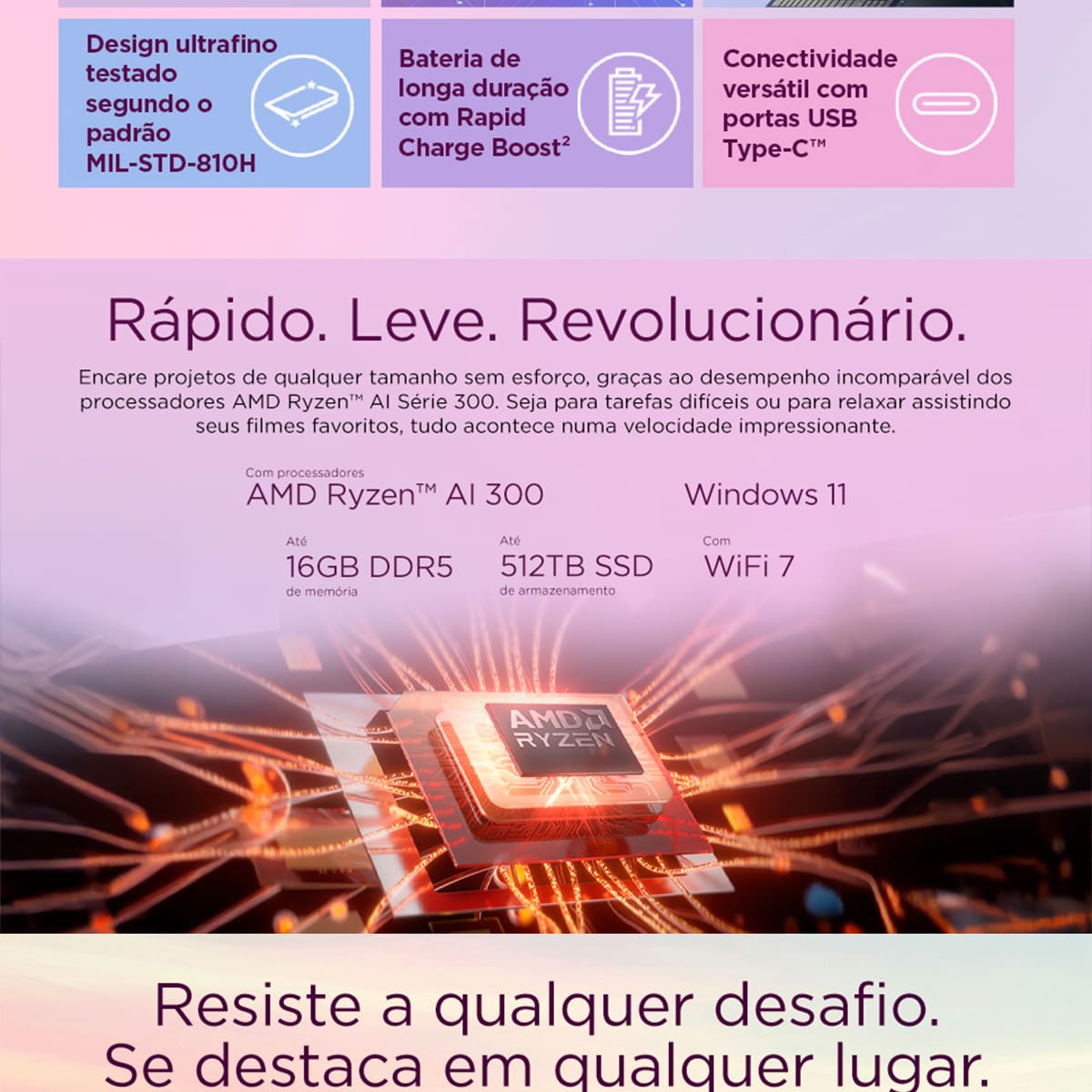 Notebook Lenovo 14” Ideapad Slim 5 83NJ0002BR Windows 11 AMD Ryzen AI 5 330 16GB RAM e 512GB SSD Luna Gray