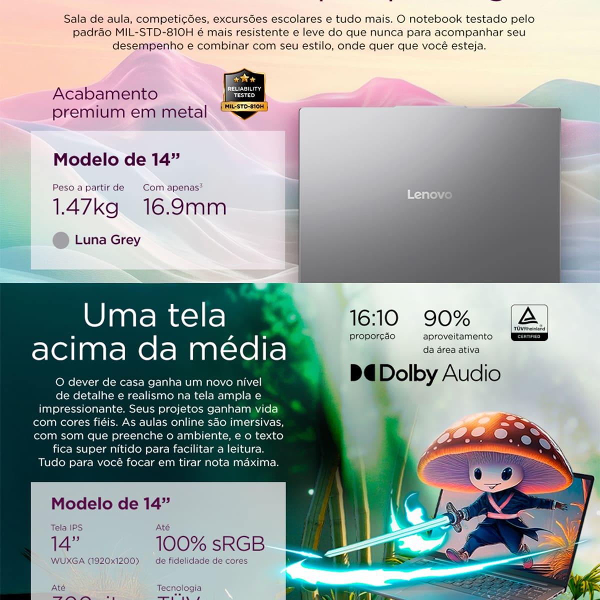 Notebook Lenovo 14” Ideapad Slim 5 83NJ0002BR Windows 11 AMD Ryzen AI 5 330 16GB RAM e 512GB SSD Luna Gray