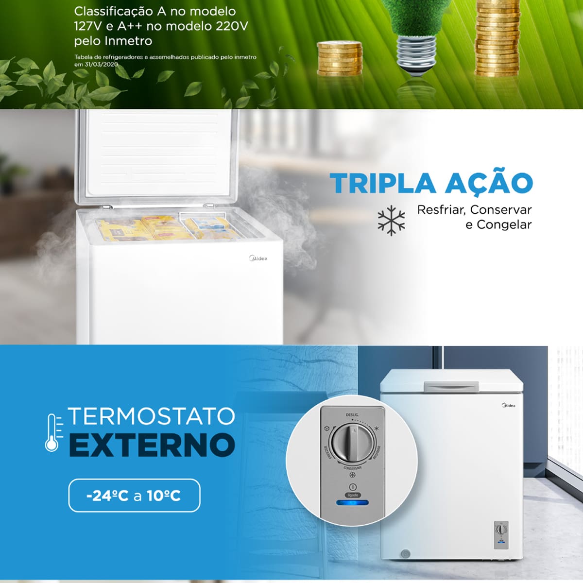 Freezer Horizontal Midea MDRC207 145 litros