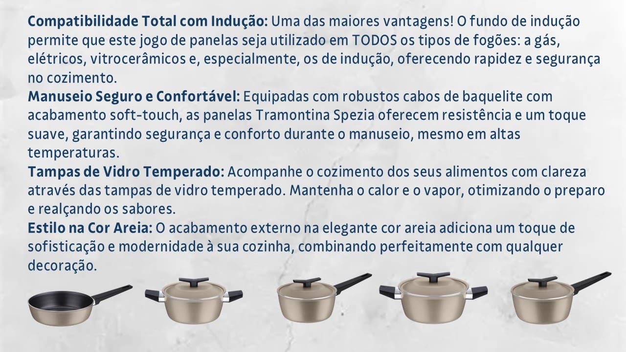 CJ PANELAS SPEZIA INDUCTION AA BEG 5PCS TRAMONTINA